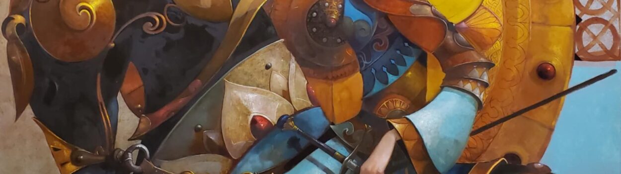 First Class Art - Merab Gagiladze Warrior oil on canvas 100x110cm First Class Art - Merab Gagiladze Warrior oil on canvas 100x110cm