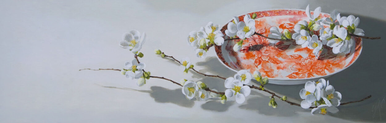 2-Oranje_Bord_met_ Japanse_Bloesem-70x160_cm